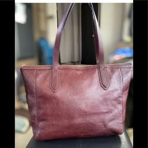 Fossil Sydney Burgundy Maroon Tote Shopper